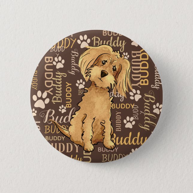 Personalized Brown Dog Button (Front)