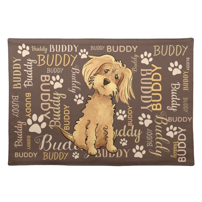 Personalized Brown Dog Cloth Placemat (Front)
