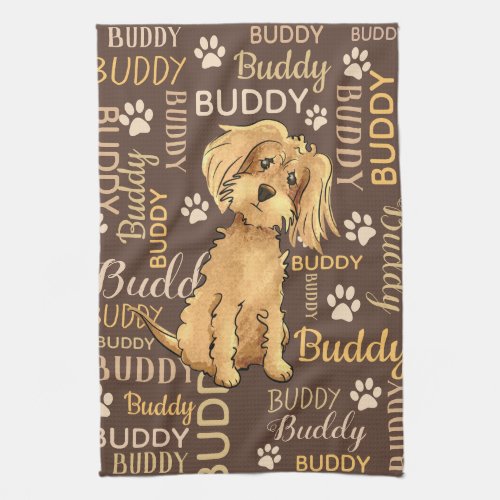 Personalized Brown Dog Kitchen Towel