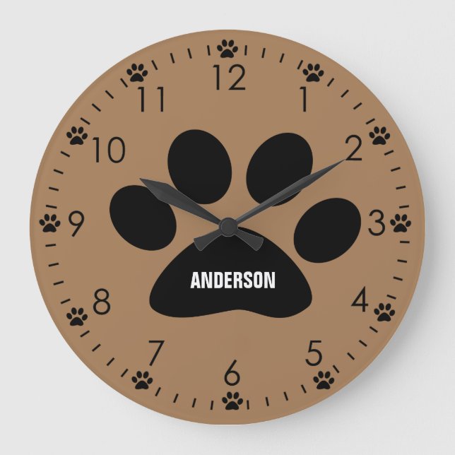 Personalized Brown Dog Large Clock (Front)