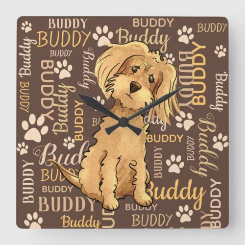 Personalized Brown Dog Square Wall Clock