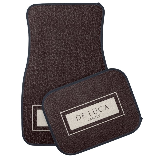 Personalized Brown Family Name Monogram Car Floor Mat (Set)