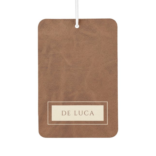 Personalized Brown Faux Leather  Air Freshener (Front)