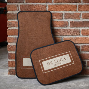 Personalized Brown Faux Leather Set of Car Mats