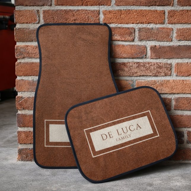 Personalized Brown Faux Leather Set of Car Mats (Creator Uploaded)