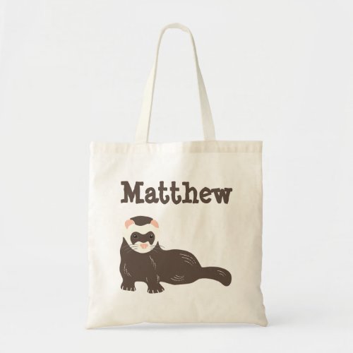 Personalized Brown Ferret Graphic Tote Bag