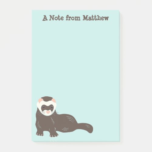 Personalized Brown Ferret Mint Green Post_it Notes