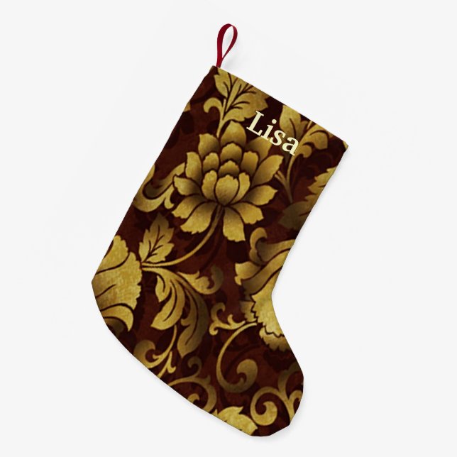 Personalized Brown Floral Christmas Stocking (Front (Hanging))