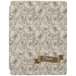 Personalized Brown Floral iPad Smart Cover