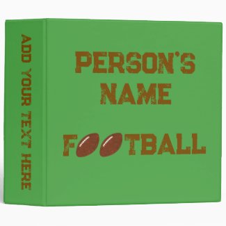 Personalized Brown Football on Green Binder