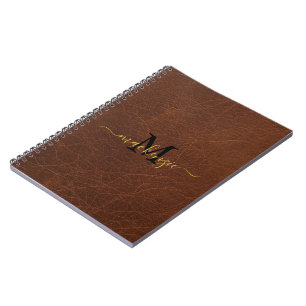 Personalized Brown Leather Look Name Notebook