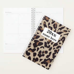 Personalized Brown Leopard Print Planner