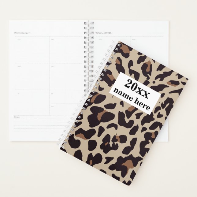 Personalized Brown Leopard Print Planner (Display)