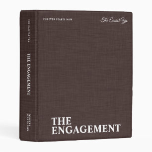 Personalized Brown Linen Engagement Photo Album Mini Binder