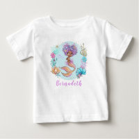Personalized Brown Little Mermaid Baby T-Shirt