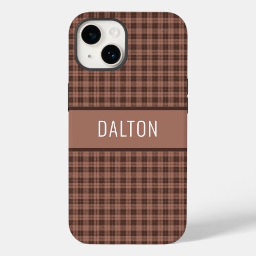 Personalized Brown Plaid Phone Case
