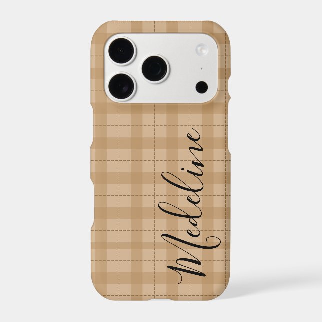 Personalized Brown Plaid Phone Case Custom Name (Back)