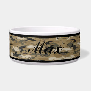 Personalized Brown Reptile Camouflage Pet Bowl