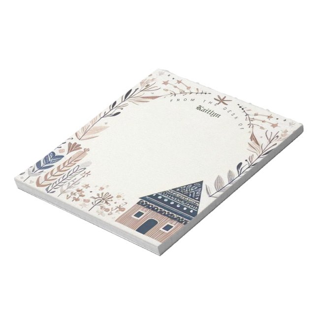 Personalized Brown Scandinavian Hygge House Notepad (Rotated)