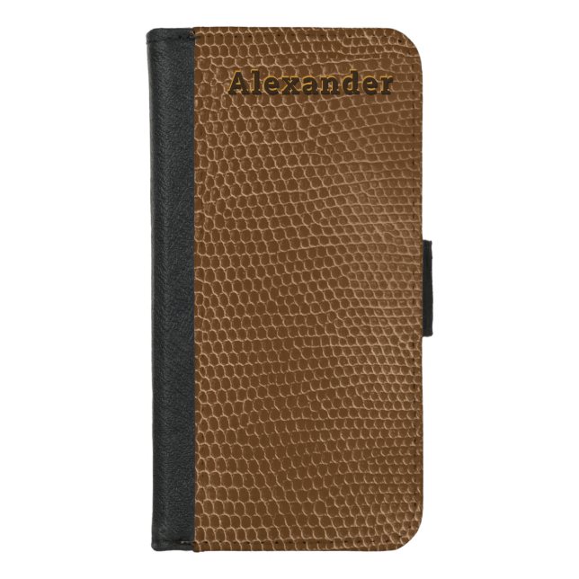 Personalized Brown Snakeskin iPhone Wallet Case (Front)