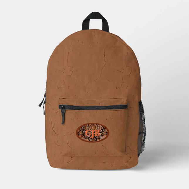 Personalized Brown Stylish Printed Backpack (Front)