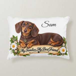 Personalized Brown Tan Dachshund Best Friend Accent Pillow