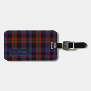 Personalized BROWN Tartan Mens Luggage Tag