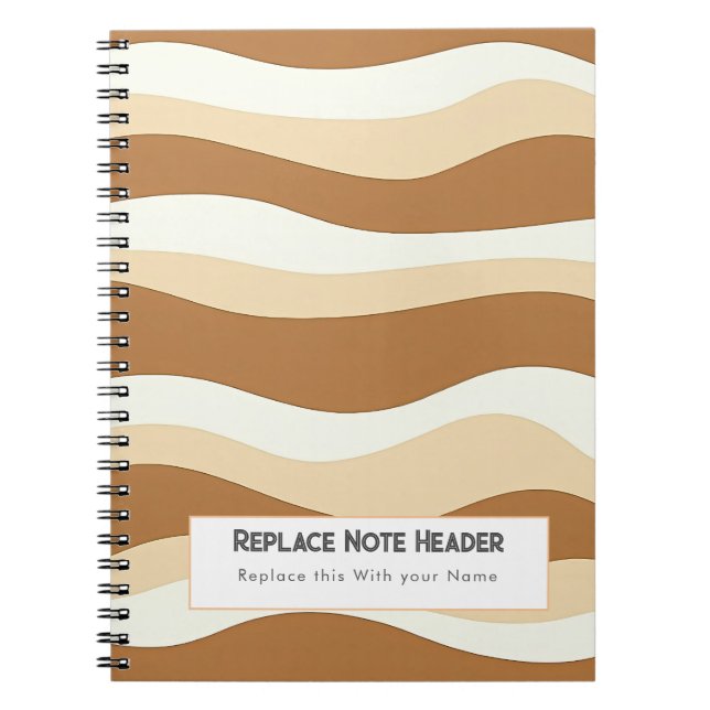 Personalized Brown Wave Patterned  Notebook (Front)