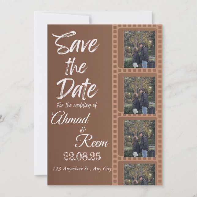 Personalized Brown Wedding Invitation Card (Front)