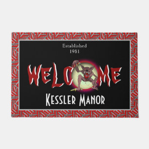Personalized Brown Werewolf Full Moon Halloween Do Doormat
