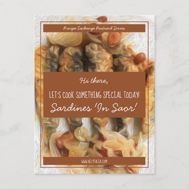 Personalized Brown White Script Recipe Exchange Postcard (Front)