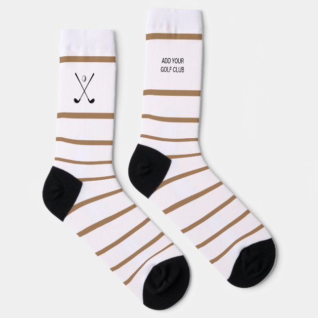 Personalized Brown White Stripe Golf Club Golfer Socks (Right)