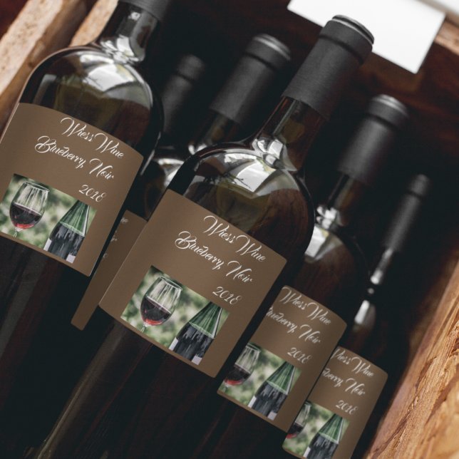 Personalized Brown Wine Bottles Photo  Wine Label (Creator Uploaded)