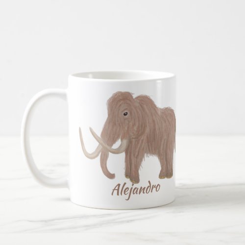 Personalized Brown Woolly Mammoth Illustration Coffee Mug