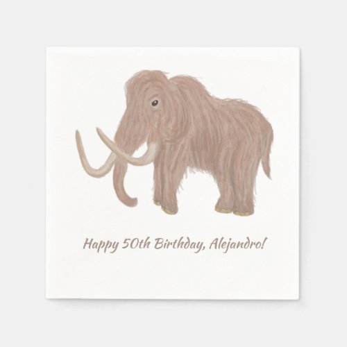 Personalized Brown Woolly Mammoth Party Napkins