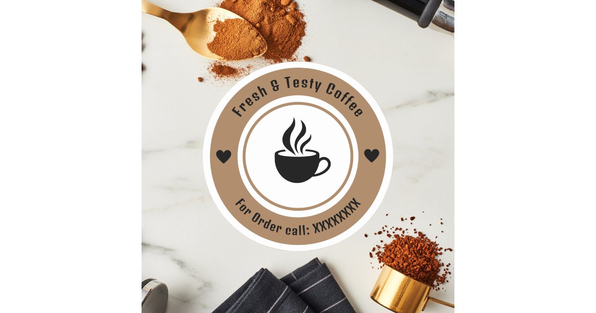 Personalized brownCoffee Cup Order Label Stickers | Zazzle