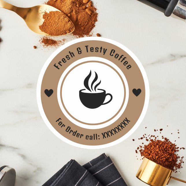 Personalized brownCoffee Cup Order Label Stickers (Creator Uploaded)