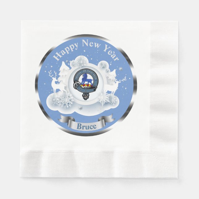 Personalized Bruce Clan Badge Winter Napkins (Front)
