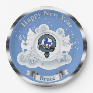 Personalized Bruce Clan Badge Winter Paper Plates