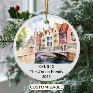 Personalized Bruges Ornament, Belgium Ceramic Ornament
