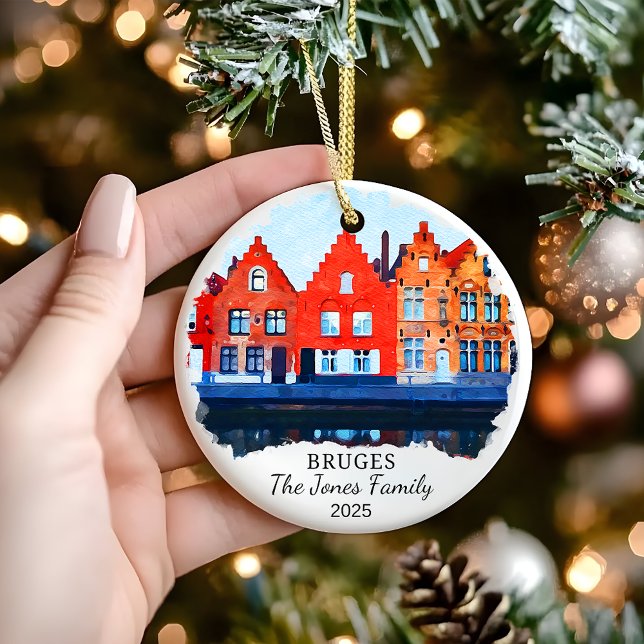 Personalized Bruges Ornament, Belgium Gift Ceramic Ornament (Creator Uploaded)