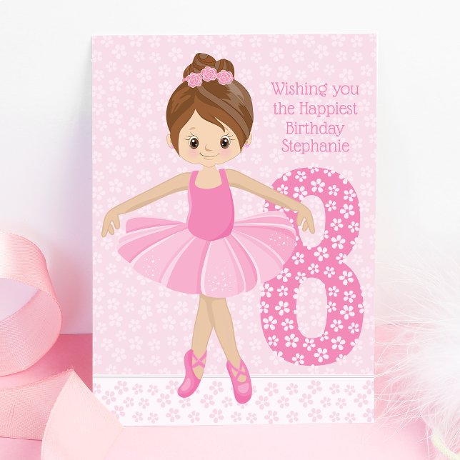 Personalized Brunette Ballerina Birthday Card (Creator Uploaded)