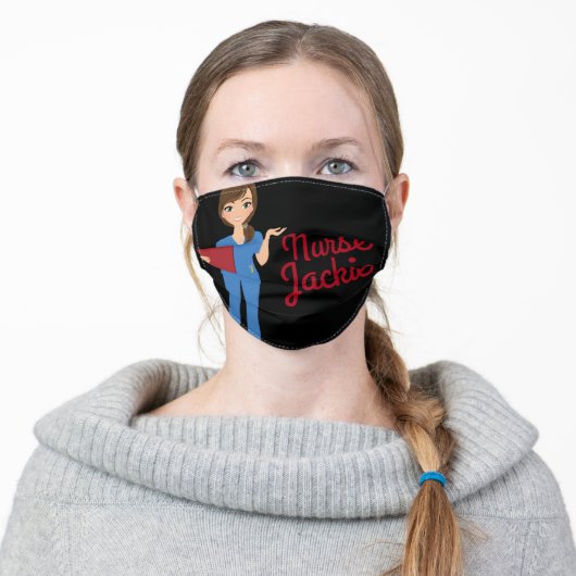 Personalized Brunette / Blue Eyed Nurse Mask (Worn)