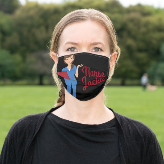 Personalized Brunette / Blue Eyed Nurse Mask (Outside)