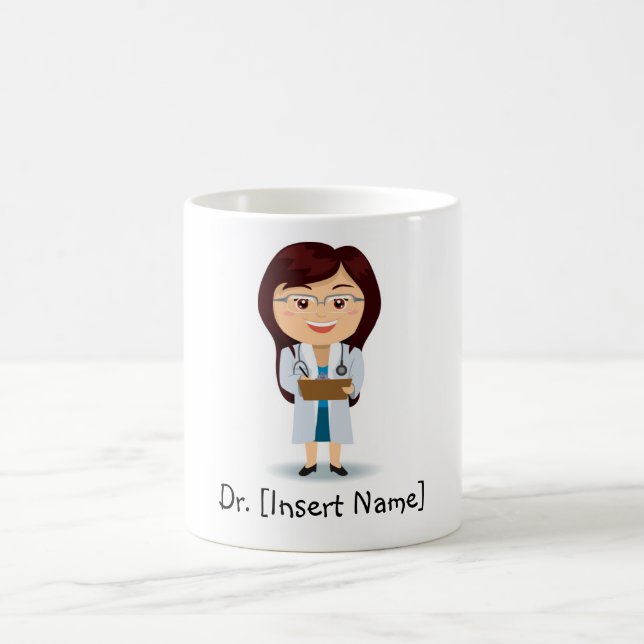 Personalized Brunette Doctor Female Coffee Mug (Center)
