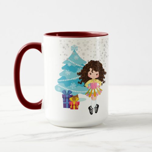 Personalized Brunette Irish Dancer Christmas Mug