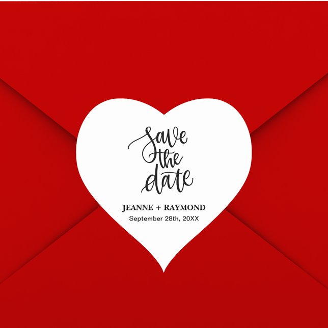 Personalized Brush Lettered Save the Date Wedding Heart Sticker (Creator Uploaded)