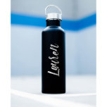 Personalized Brush Script Gift - Insulated Bottles<br><div class="desc">Personalize these 25oz (750ml) stainless steel water bottles with a beautiful brushed script name. The matte white bottles are outfitted with a stainless steel cap and bamboo top. The matte black bottles are outfitted with a full stainless steel cap. These personalized bottles are a great gift for any occasion, such...</div>