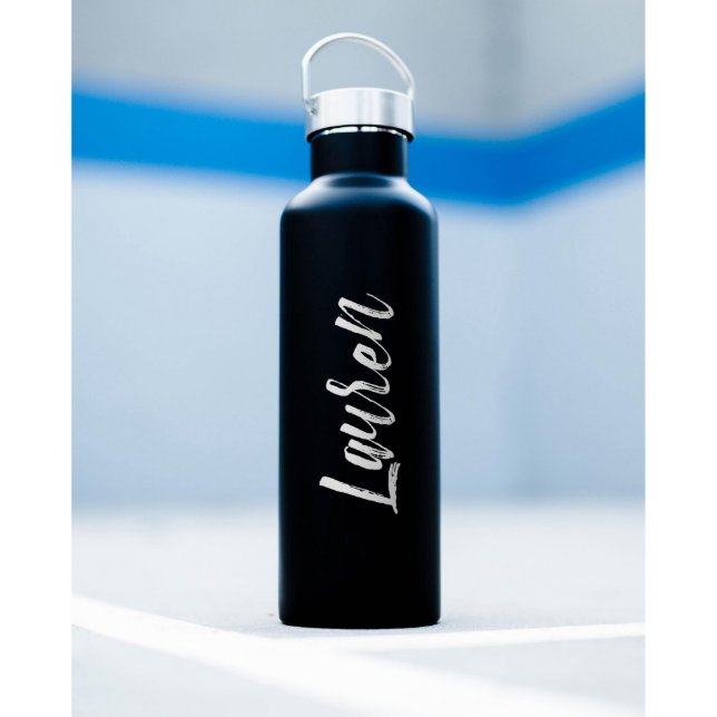 Personalized Brush Script Gift - Insulated Bottles (Front - Black)