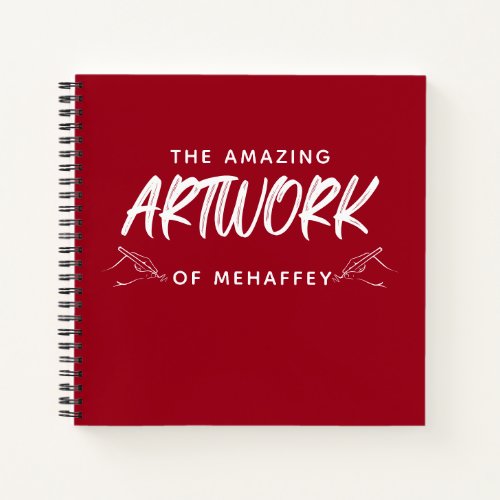 Personalized Brush Script Red Artist Sketchbook Notebook